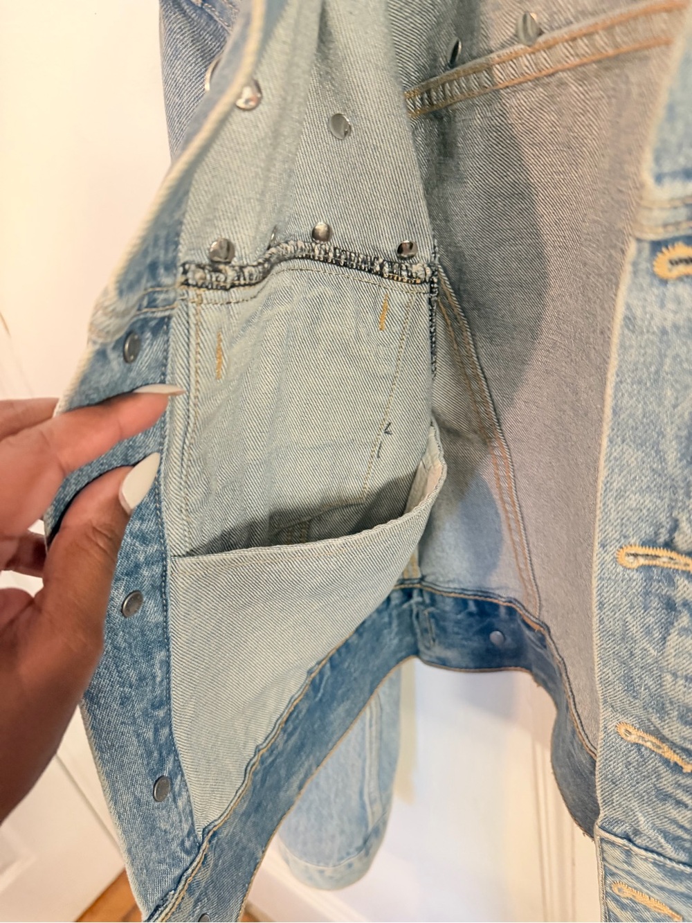 KHAITE Light Blue Rizzo Studded Denim Jacket M - Picture 6 of 7